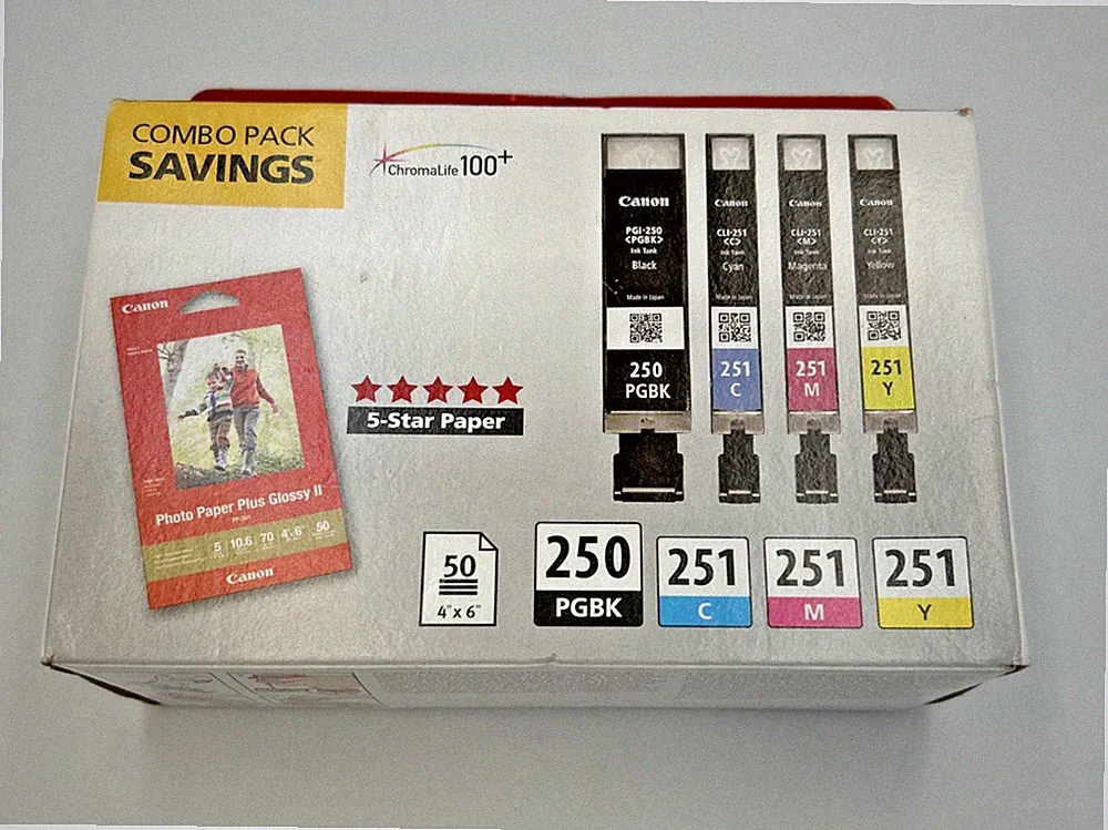 Canon Genuine Ink New PGI-250/CLI-251 ComboPack with 50 Sheets Photo Paper