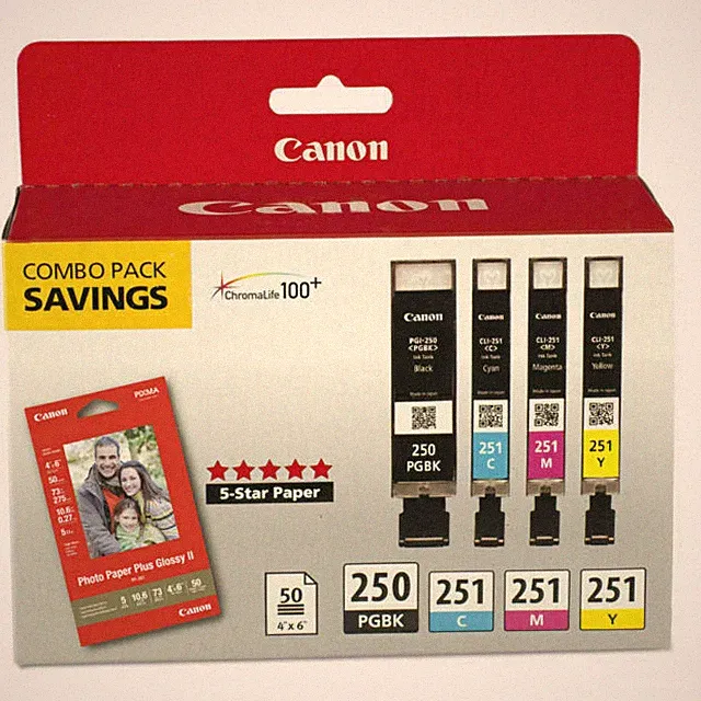 Canon PGI-250/CLI-251 ComboPack with 50 Sheets Photo Paper -...