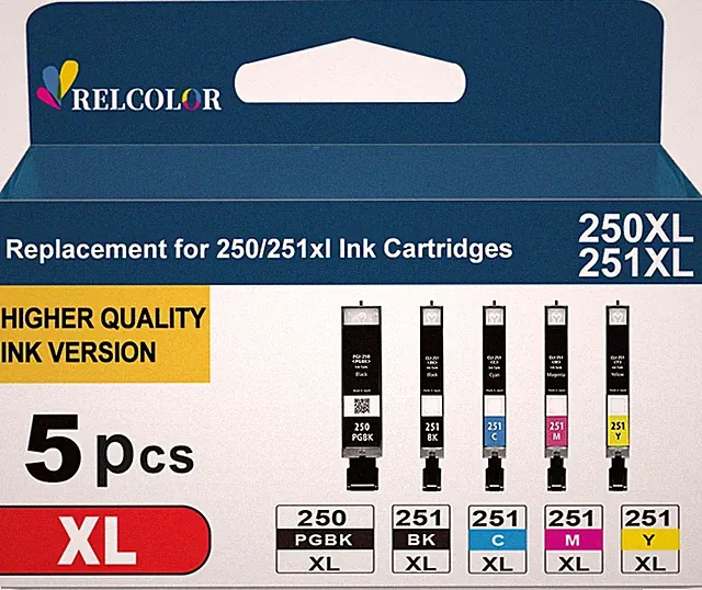 Compatible Ink Cartridge Replacement for Canon 250XL (Black and Color 5-Pack) 25