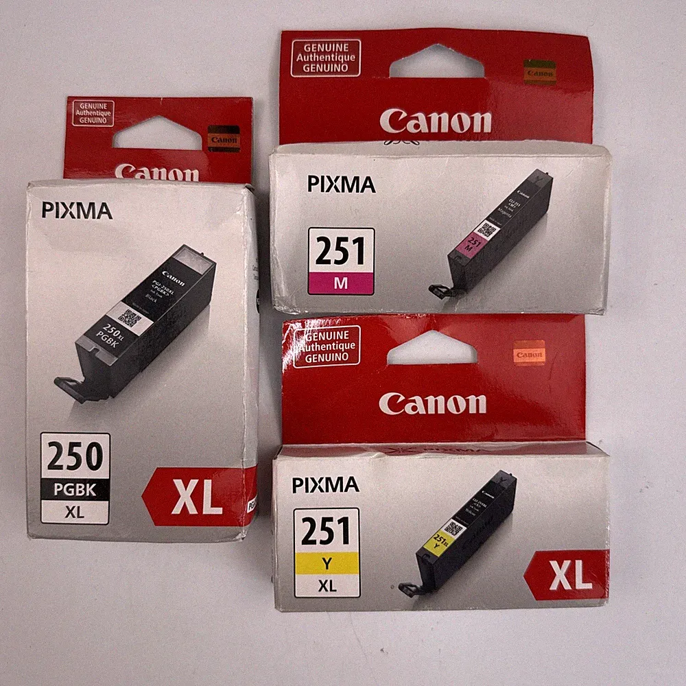 Genuine CANON PGI-250XL PGBK Black Ink 251 M & 251 Y XL NIP Lot of 3